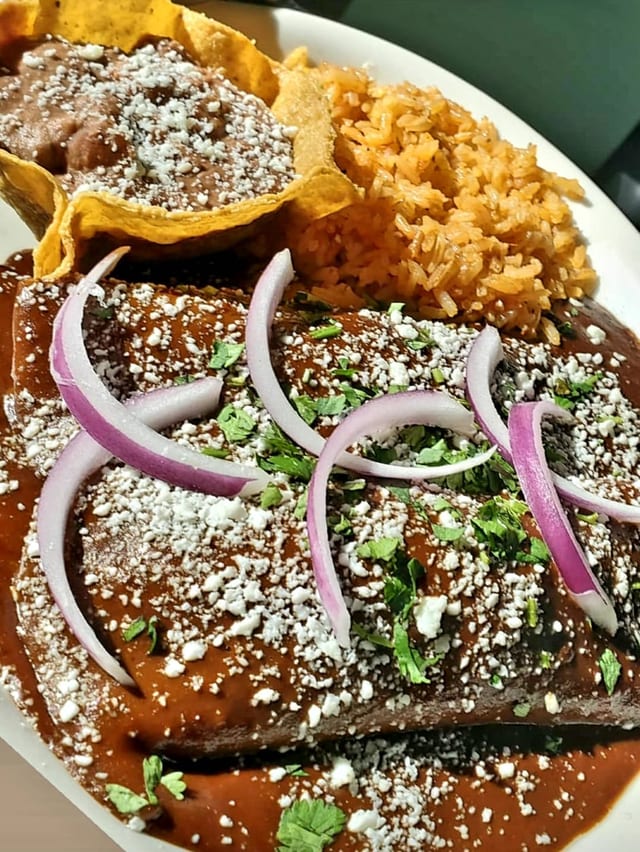 Lunch Mole Chihuahua Enchiladas.